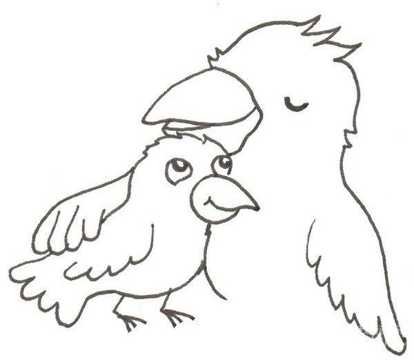 黄鹂鸟妈妈和宝宝的简笔画怎么画 黄鹂鸟妈妈和宝宝的简笔画图片大全