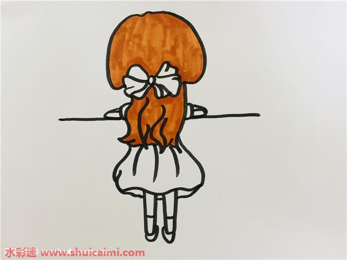 女孩背影怎么画 女孩背影简笔画简单易画彩色