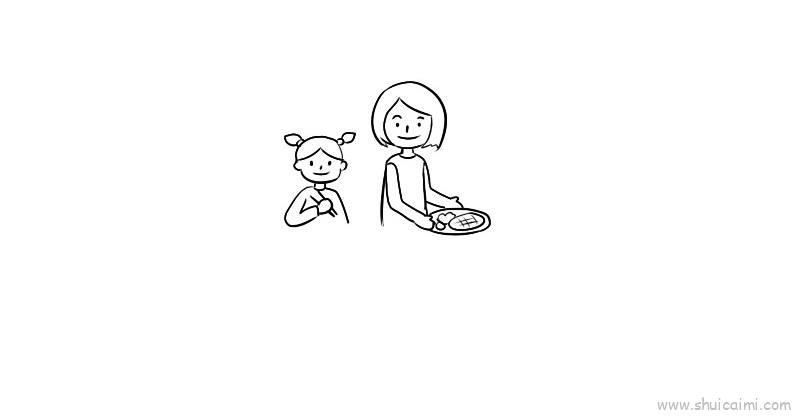 聚餐儿童画怎么画 聚餐简笔画顺序