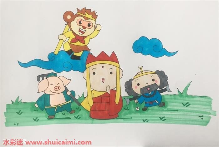 西游记里的师徒四人怎么画 唐僧师徒简笔画简单易画彩色