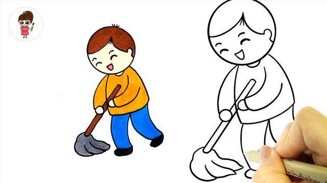 拖地简笔画 幼儿拖地简笔画