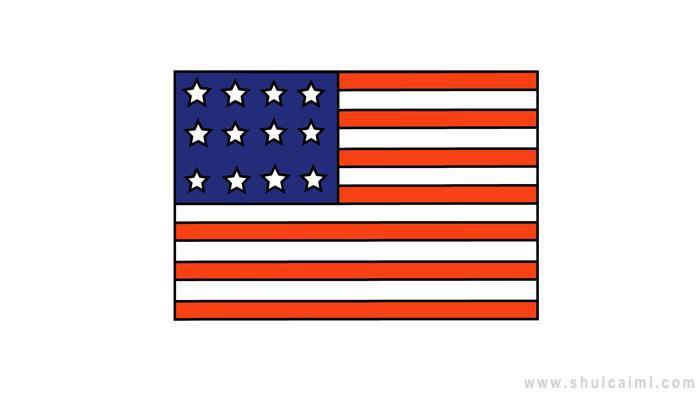 美国国旗简笔画怎么画 美国国旗简笔画图片