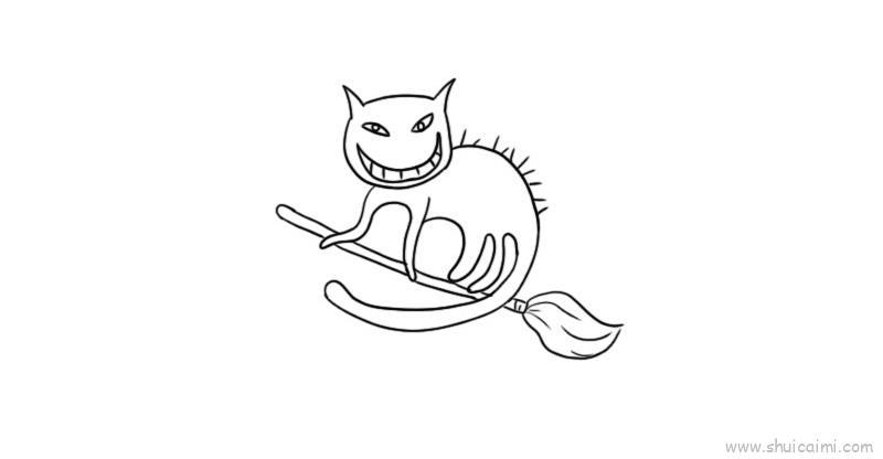 恐怖猫咪儿童画怎么画 恐怖猫咪简笔画步骤
