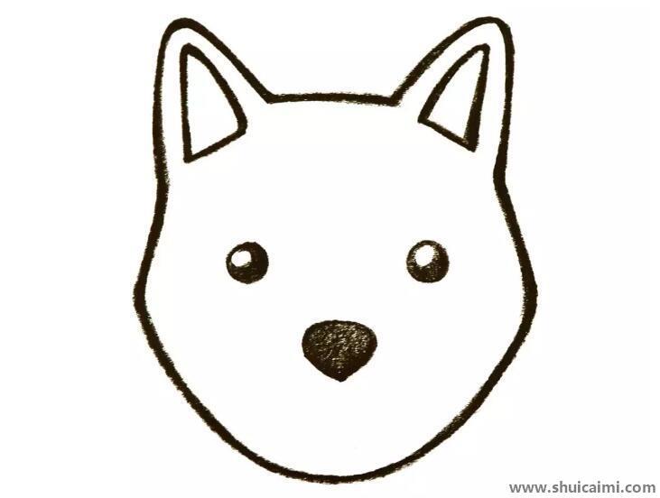 小狗可爱头部儿童简笔画