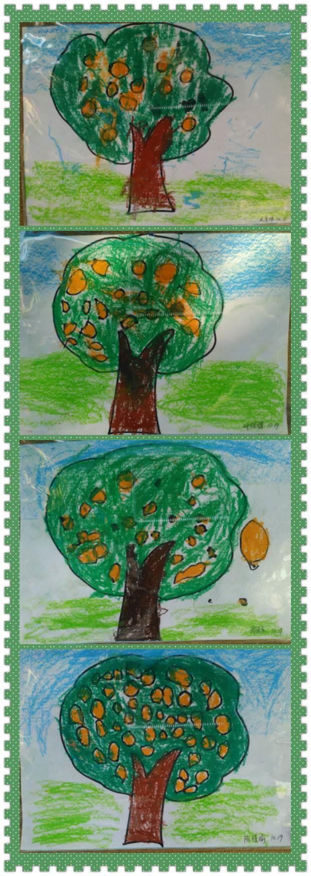 橘子树简笔画 橘子树简笔画图片带颜色