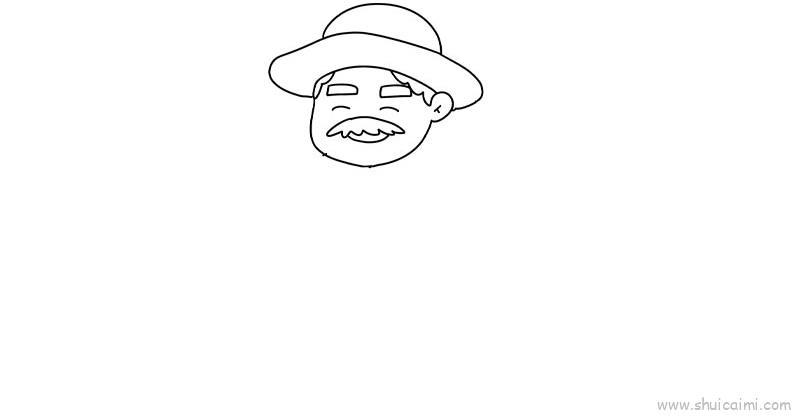 农民儿童画怎么画 农民简笔画步骤