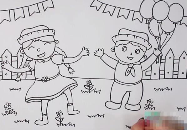 欢庆六一儿童画怎么画 欢庆六一儿童简笔画步骤