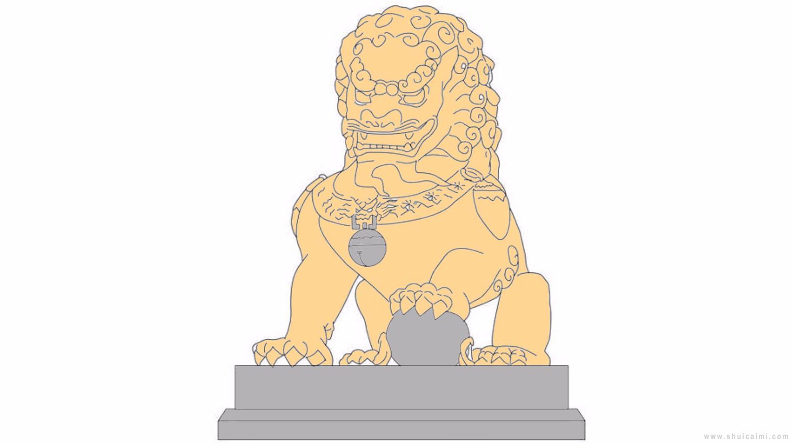 石狮子简笔画怎么画 石狮子简笔画图片大全