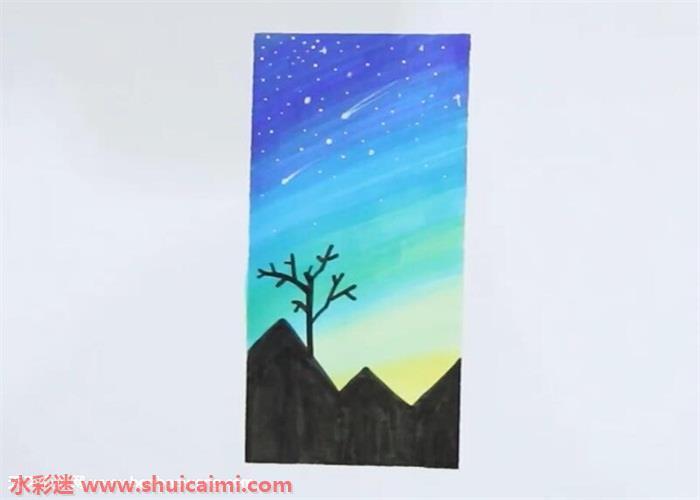 星空怎么画 星空简笔画步骤图
