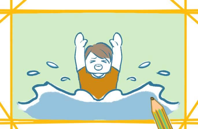 溺水简笔画 小孩溺水简笔画