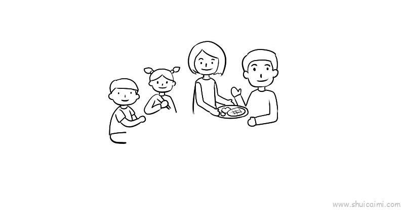 聚餐儿童画怎么画 聚餐简笔画顺序