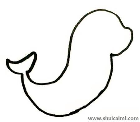 海豹彩色儿童简笔画