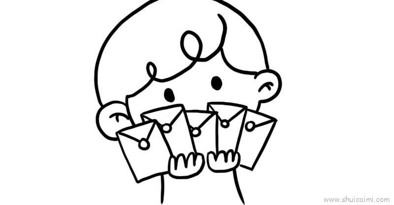 收红包咯儿童画怎么画 收红包咯简笔画图片大全