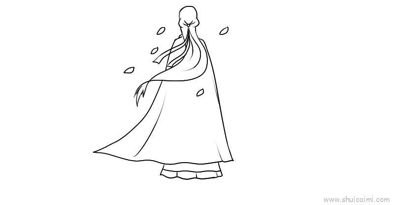 古风女孩背影儿童画怎么画 古风女孩背影简笔画画法