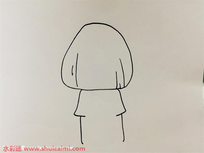 女孩和猫背影怎么画 女孩和猫背影简笔画步骤图