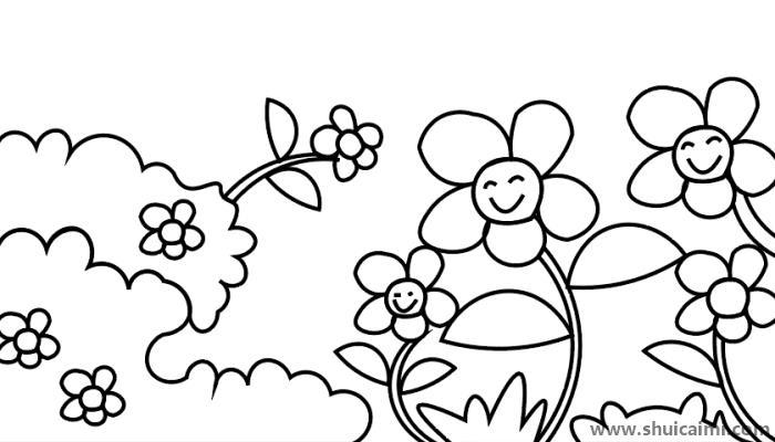 花丛简笔画怎么画 花丛简笔画图片大全