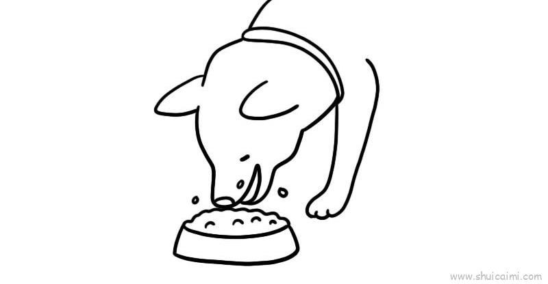 吃狗粮儿童画怎么画 吃狗粮简笔画画法