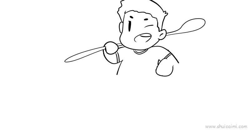 吃西瓜的男生创意简笔画绘画教程