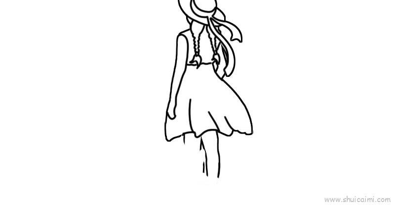 女孩背面儿童画怎么画 女孩背景简笔画顺序