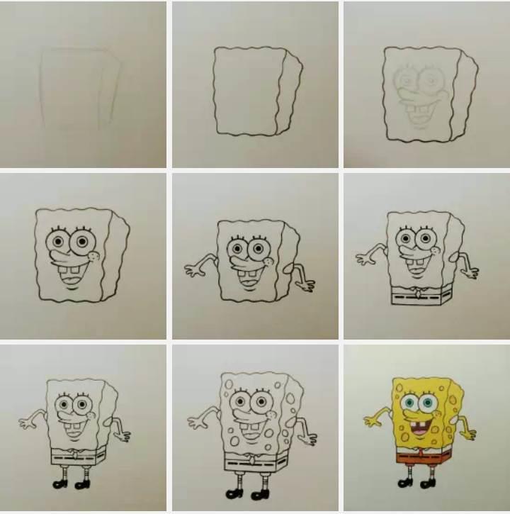 海绵宝宝简笔画图片大全 海绵宝宝简笔画图片大全可爱