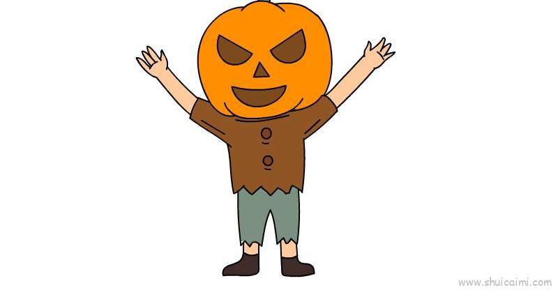 万圣节南瓜装扮儿童画怎么画 万圣节南瓜装扮简笔画图片大全