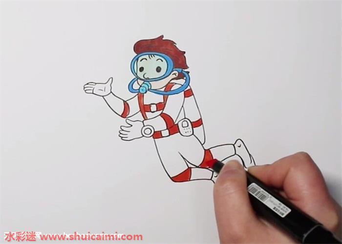 潜水员怎么画 潜水员简笔画步骤图