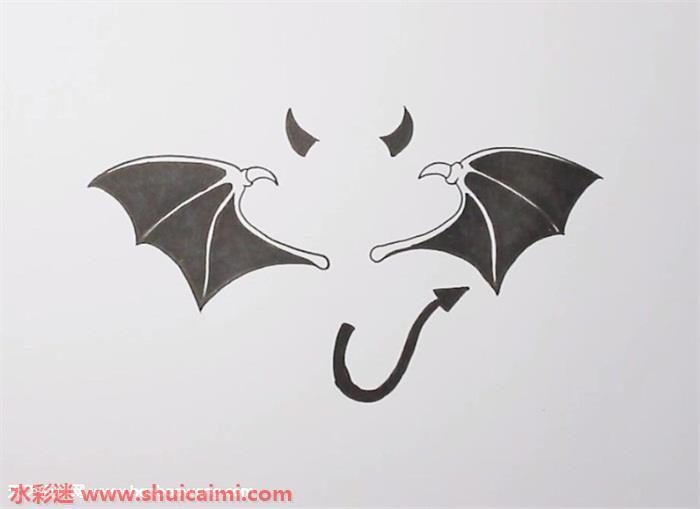 恶魔翅膀怎么画 恶魔翅膀简笔画漂亮彩色