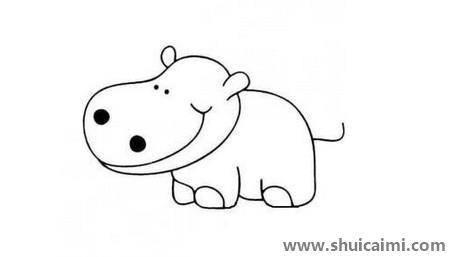 可爱河马儿童简笔画