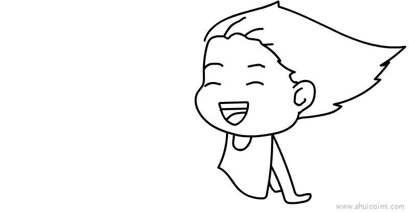 吹风扇的小朋友简笔画绘画教程