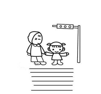 扶老奶奶过马路简笔画 小女孩扶老奶奶过马路简笔画