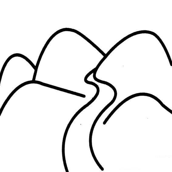 小溪简笔画 小河简笔画彩色