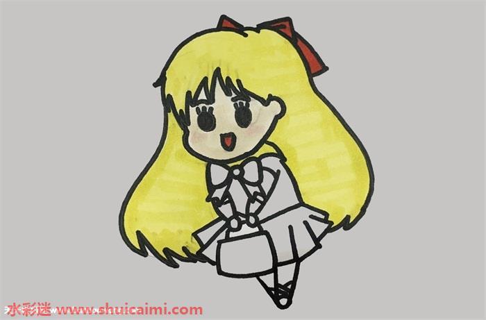 甜美的美少女简笔画步骤图教程