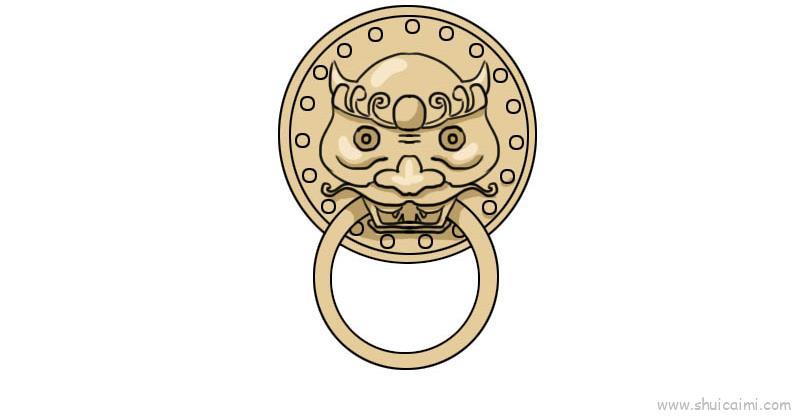 辅首衔环卡通简笔画教学步骤
