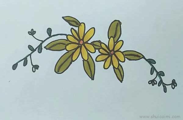 小黄花儿童画怎么画 小黄花简笔画步骤
