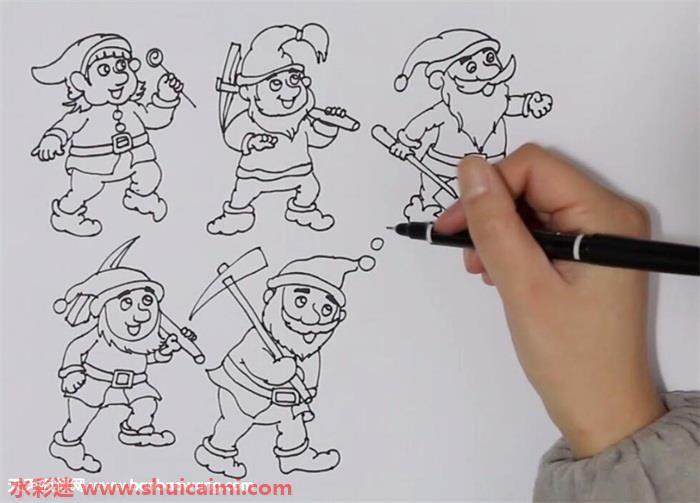 七个小矮人怎么画 七个小矮人简笔画步骤