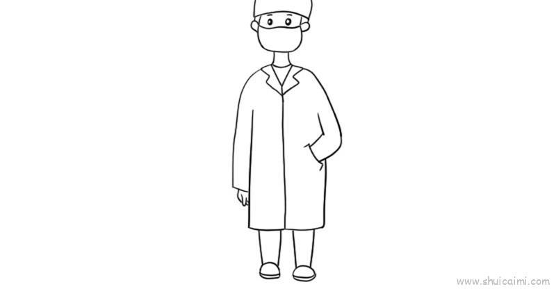 医生全身戴口罩儿童画怎么画 医生全身戴口罩简笔画顺序