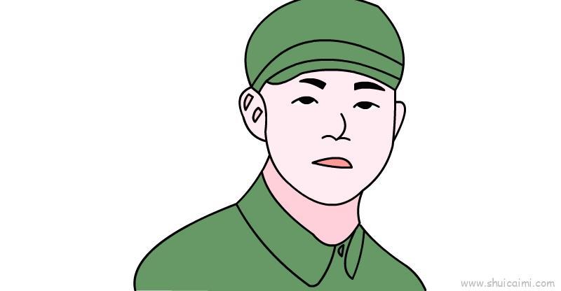 雷锋头像儿童画怎么画 雷锋头像简笔画步骤