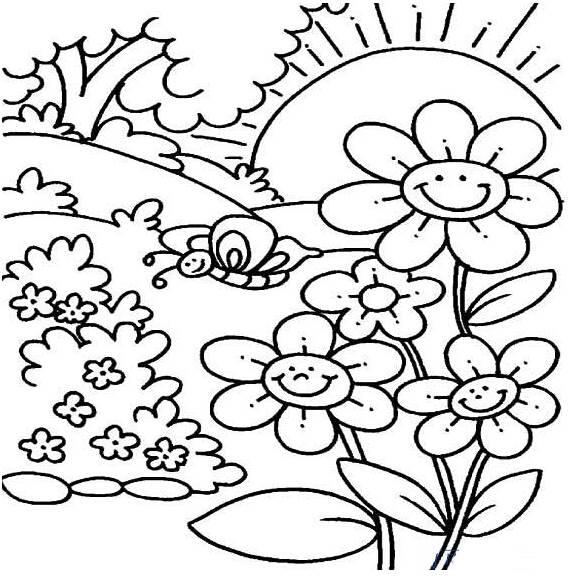 花丛简笔画 花丛简笔画彩色