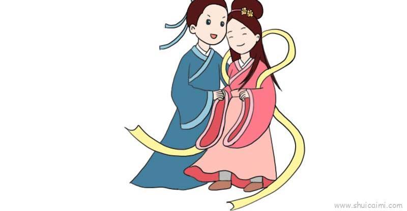 牛郎织女儿童画怎么画 牛郎织女简笔画步骤