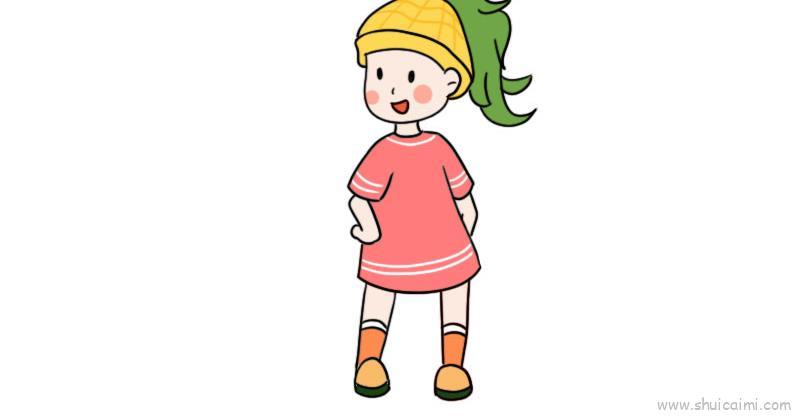 水果女孩儿童画怎么画 水果女孩简笔画步骤