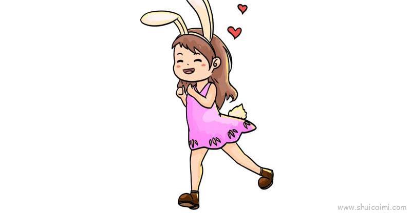 带兔耳朵的小女孩儿童画怎么画 带兔耳朵的小女孩简笔画图片大全