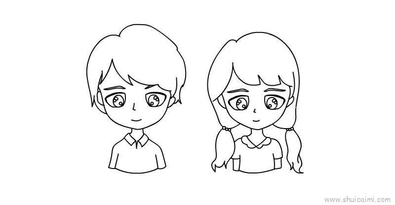 情侣头像儿童画怎么画 情侣头像简笔画图片大全