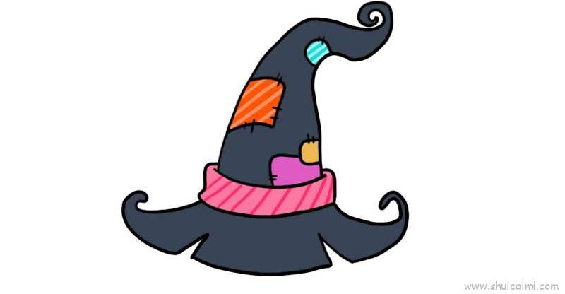 巫婆帽子儿童画怎么画 巫婆帽子简笔画图片