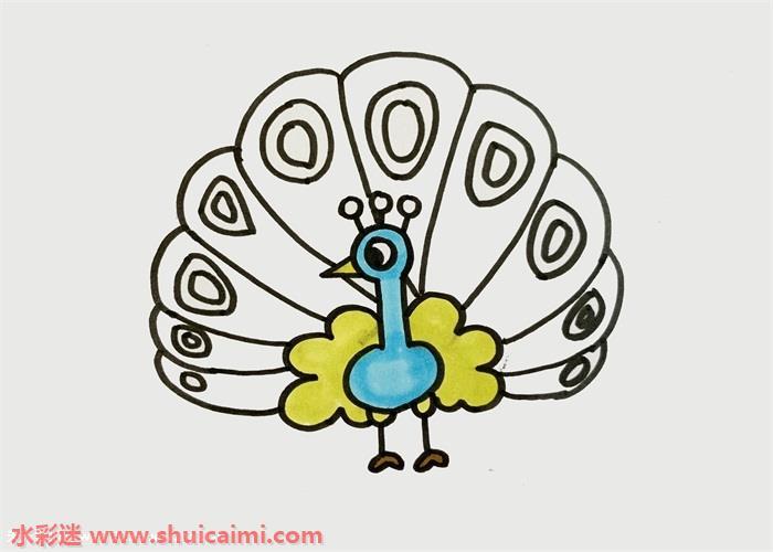 一只美丽孔雀怎么画 孔雀简笔画图片大全彩色