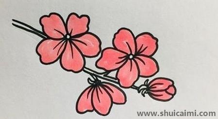 简单的桃花简笔画教程步骤