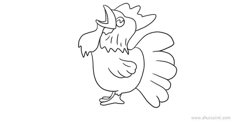 打鸣儿童画怎么画 打鸣简笔画步骤