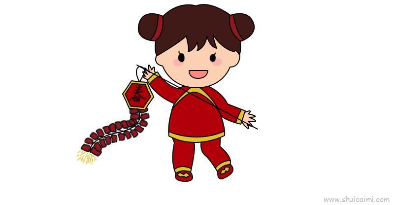 过年人物儿童画怎么画 过年人物简笔画步骤