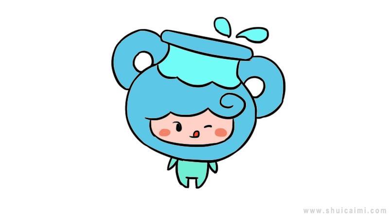 十二星座q版萌图水瓶座简笔画怎么画 十二星座q版萌图水瓶座简笔画步骤