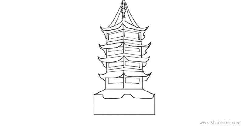 塔儿童画怎么画 塔简笔画步骤
