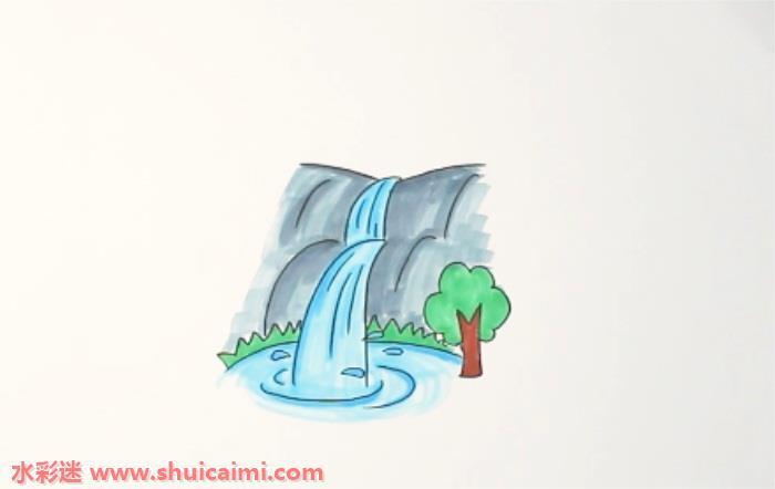 瀑布怎么画 瀑布简笔画漂亮卡通